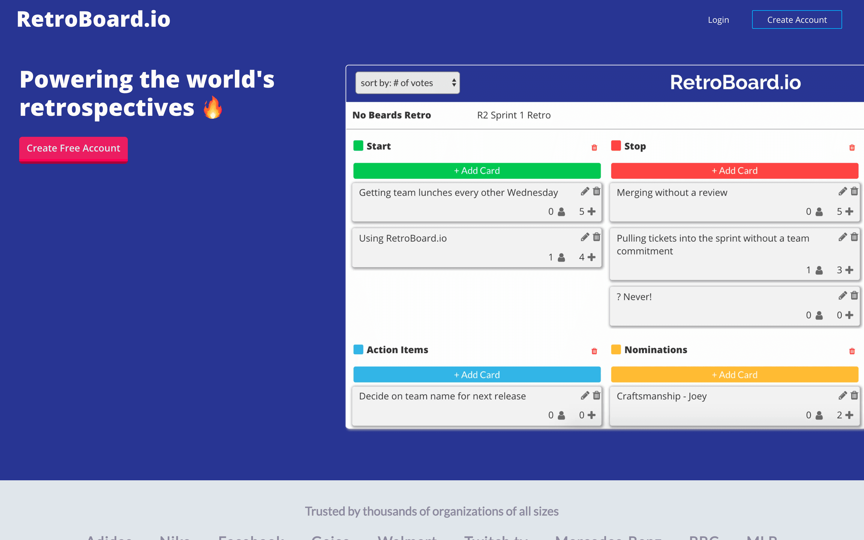 RetroBoard app screenshot